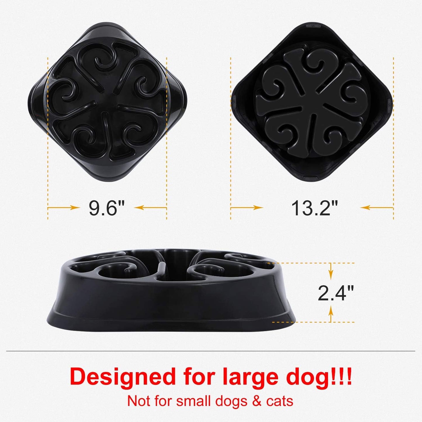 Slow Feeder Dog Bowl for Large Dogs, Anti-Gulping Maze Dog Food Bowl Bloat Stop Puzzle Bowl Non-Toxic Eco Friendly Anti-Choke Large Dog Bowls, One Size, E-Black